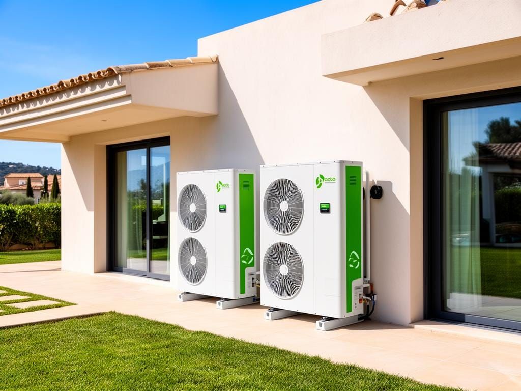 Sistema de aerotermia moderno instalado en una vivienda española